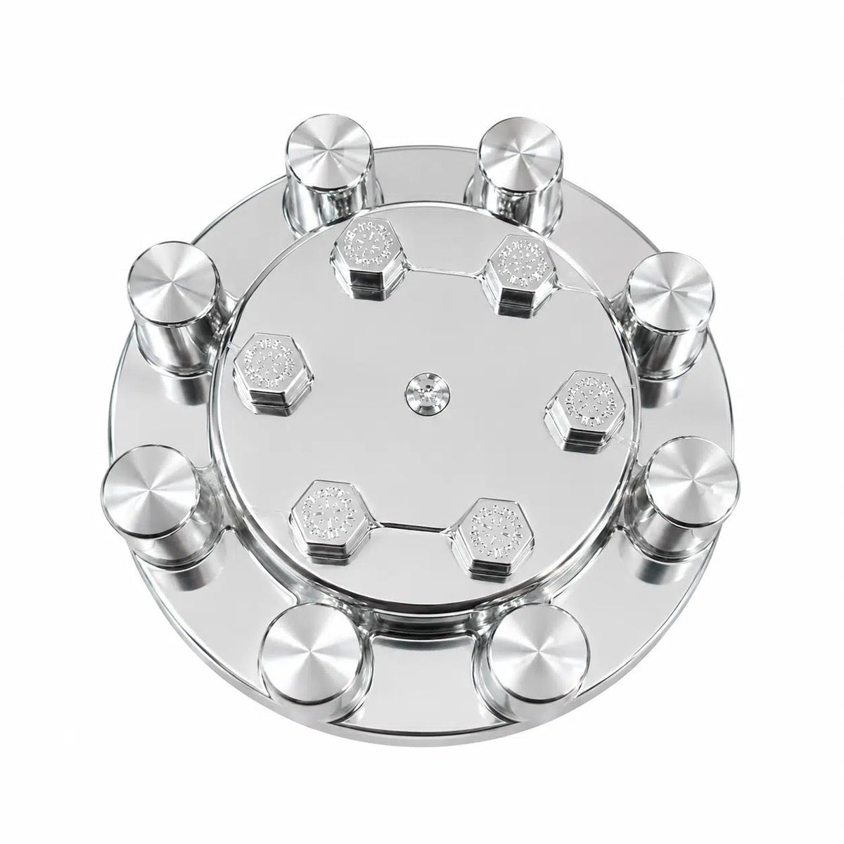 Chrome Rear Hub Cover with Top Hat Style Nut Covers x 1 Tractolaser