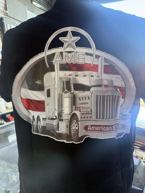 Truck T-shirts AMS BLACK/GRAY TRUCK FLAG EEUU T-shirt Designs size 2XL Tractolaser