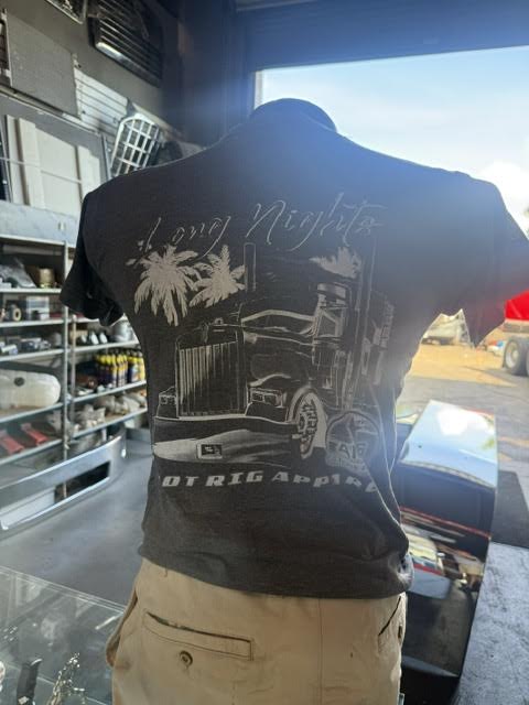 Truck T-shirts LONG NIGHTS GRAY/GREEN Custom Truck T-shirt Designs size L Tractolaser