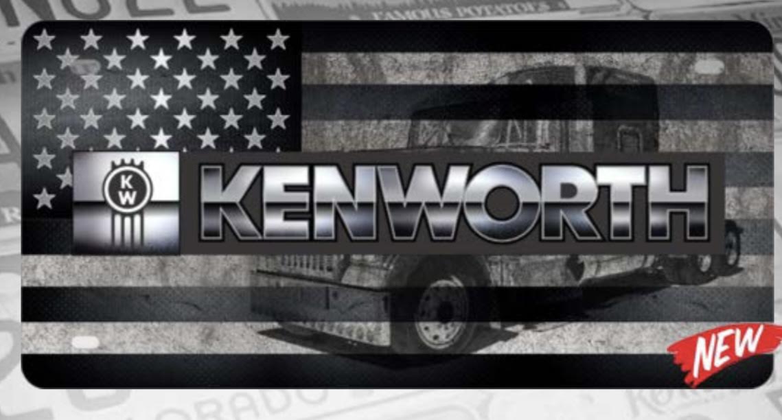 CHAPA (PLACA) DE LUJO KENWORTH LETRAS NEGRO Tractolaser