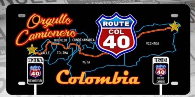 CHAPA (PLACA) DE LUJO COLOMBIA NEGRA BUENAVENTURA PUERTO CARREÑO Tractolaser