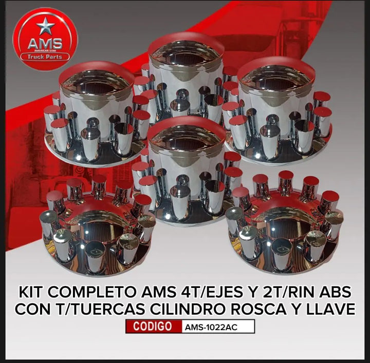 AMS COMPLETE KIT 4 T/AXLE AND 2 T/RIN" ABS + T/THREAD CYLINDER NUT AND KEY Tractolaser
