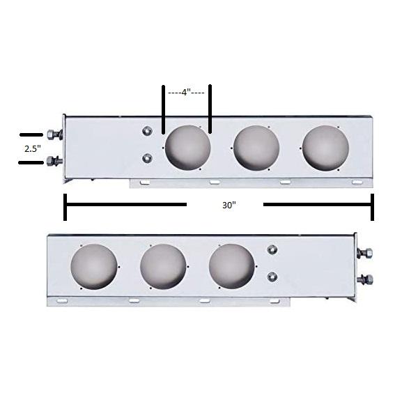 CHROME SPRING LOADED 2 PIECES LIGHT BAR WITH ROUND CUT OUT 6"X30"X2.25" F247587 Tractolaser