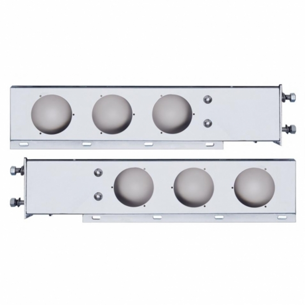 2.5" Bolt Pattern Chrome Spring Loaded Light Bar With 6X 4" Light Cutouts (Pair) Tractolaser