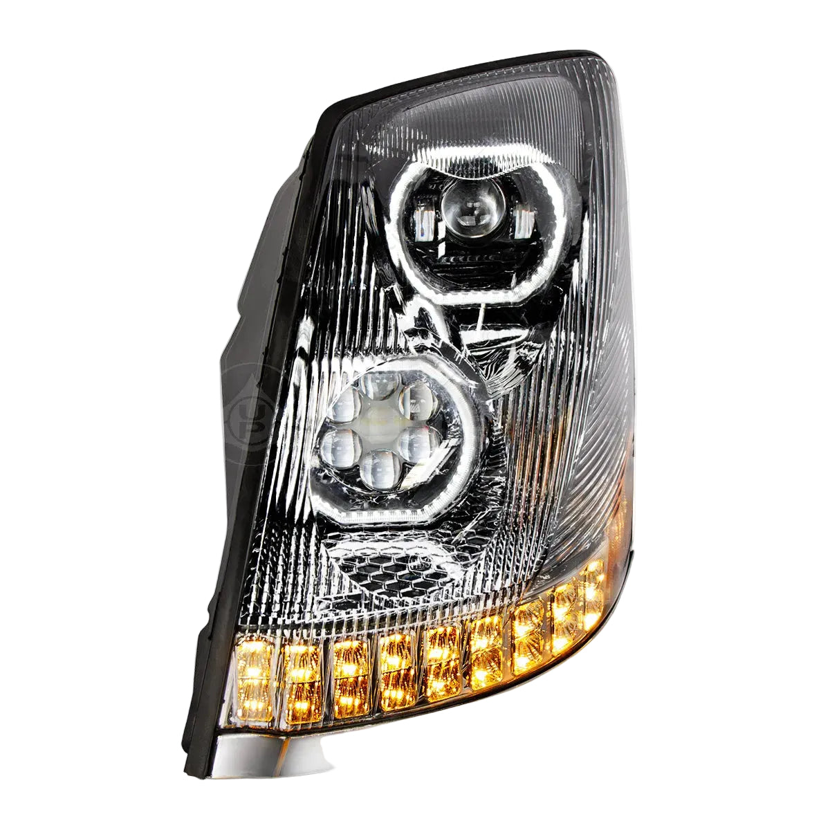 Black 10 LED Headlight For 2003-2017 Volvo VN/VNL - Driver/Passenger 35751/35752 pair Tractolaser