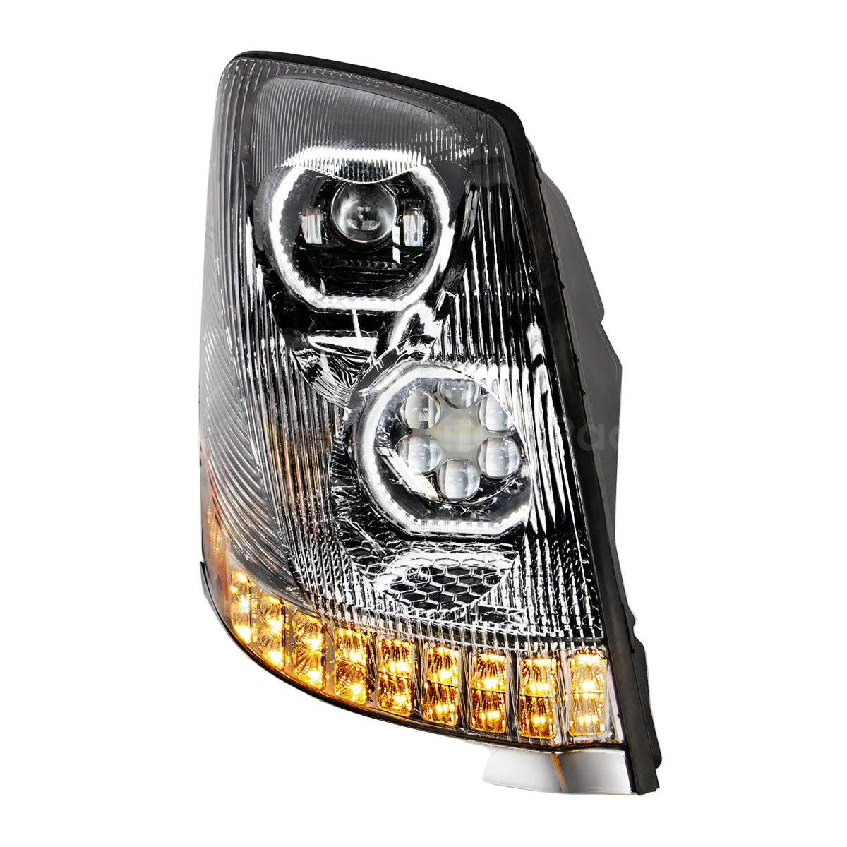 Black 10 LED Headlight For 2003-2017 Volvo VN/VNL - Driver/Passenger 35751/35752 pair Tractolaser