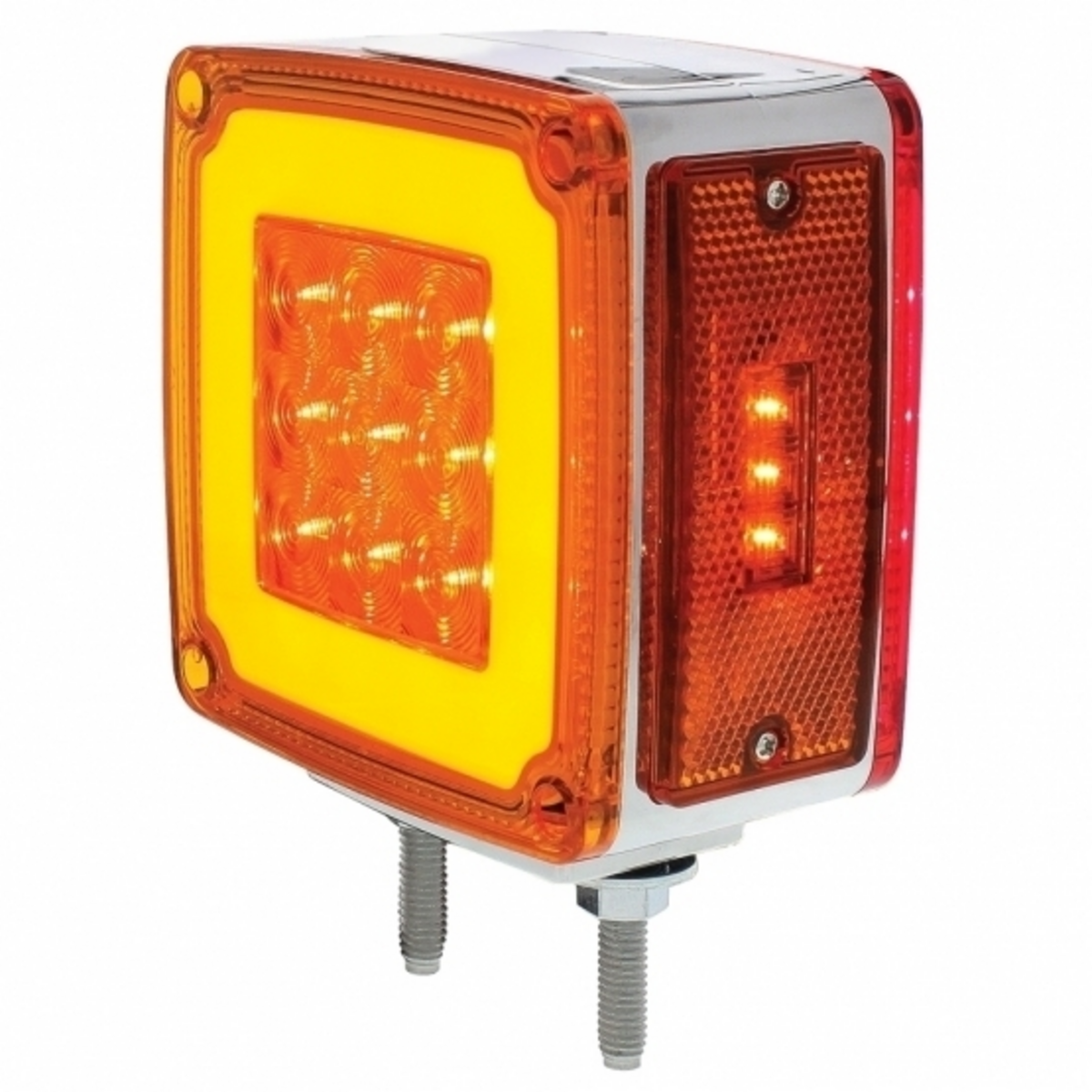 GloLight 53 LED Double Stud Double Face Turn Signal With Side Marker-Driver-Amber & Red LED/Amber & Red Lens Tractolaser