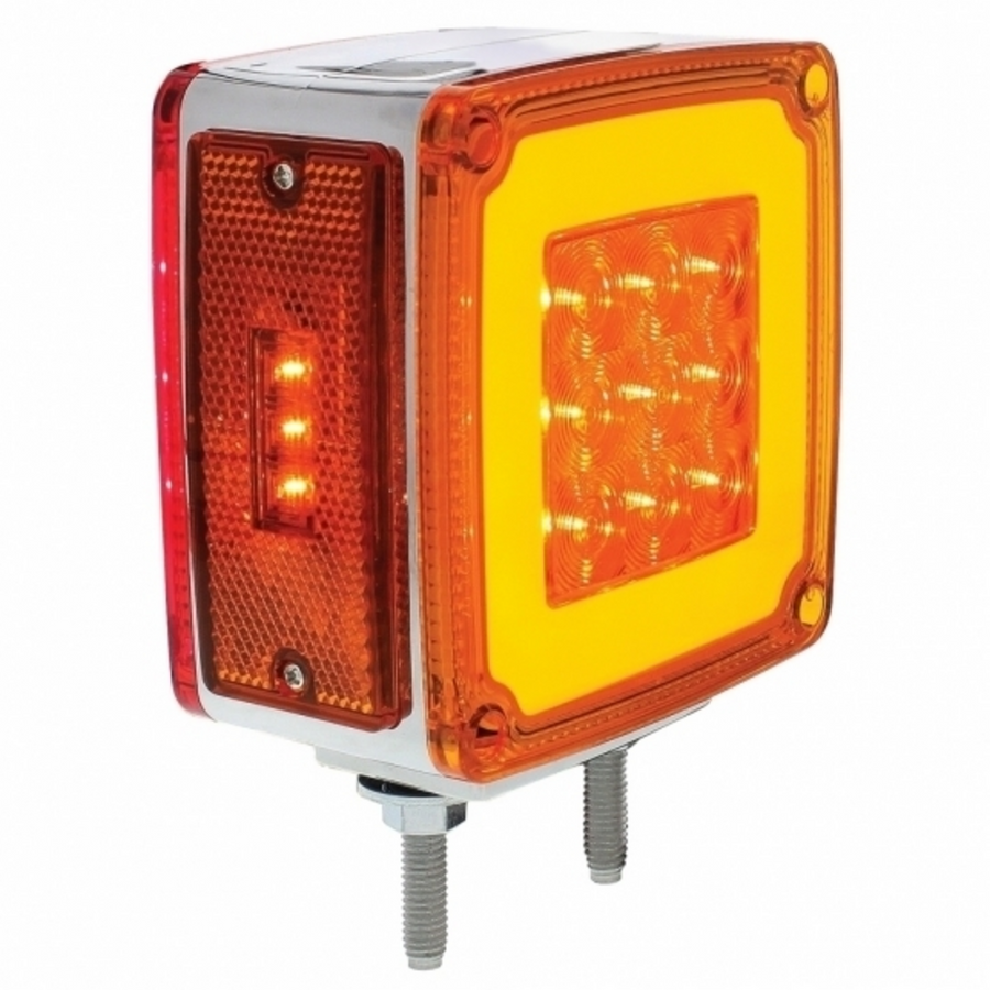 GloLight 53 LED Double Stud Double Face Turn Signal With Side Marker-Passenger-Amber & Red LED/Amber & Red Lens Tractolaser