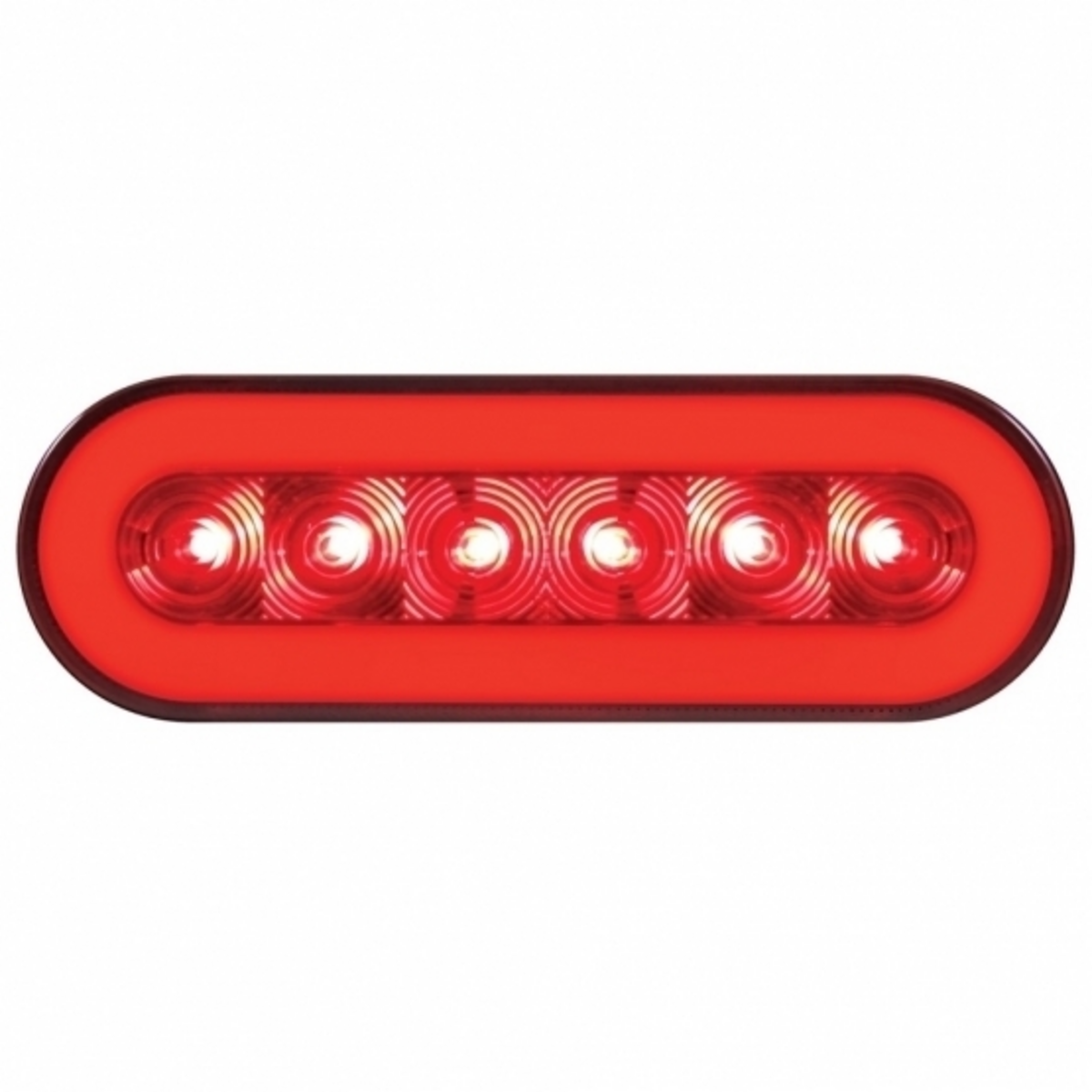 22 LED 6" Oval GloLight (Stop, Turn & Tail) - Red LED/Red Lens Tractolaser