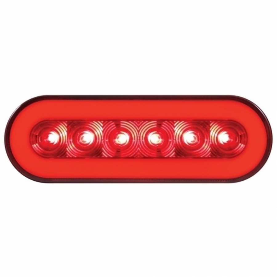 22 LED 6" Oval GloLight (Stop, Turn & Tail) - Red LED/Red Lens Tractolaser
