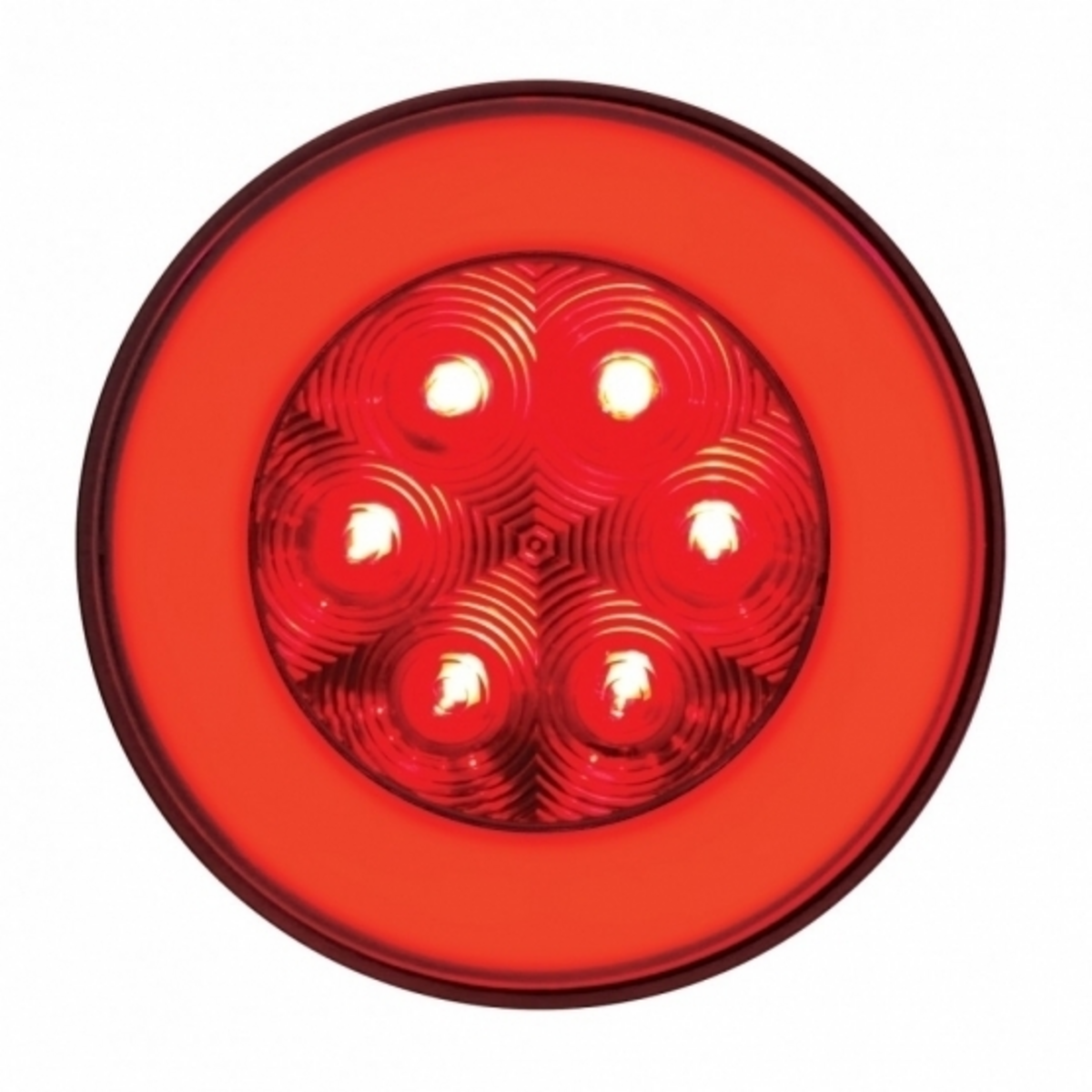 21 LED 4" Round GloLight (Stop, Turn & Tail) - Red LED/Red Lens AMS Tractolaser