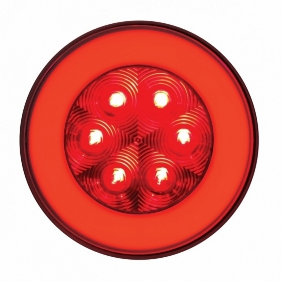 21 LED 4" Round GloLight (Stop, Turn & Tail) - Red LED/Red Lens AMS Tractolaser