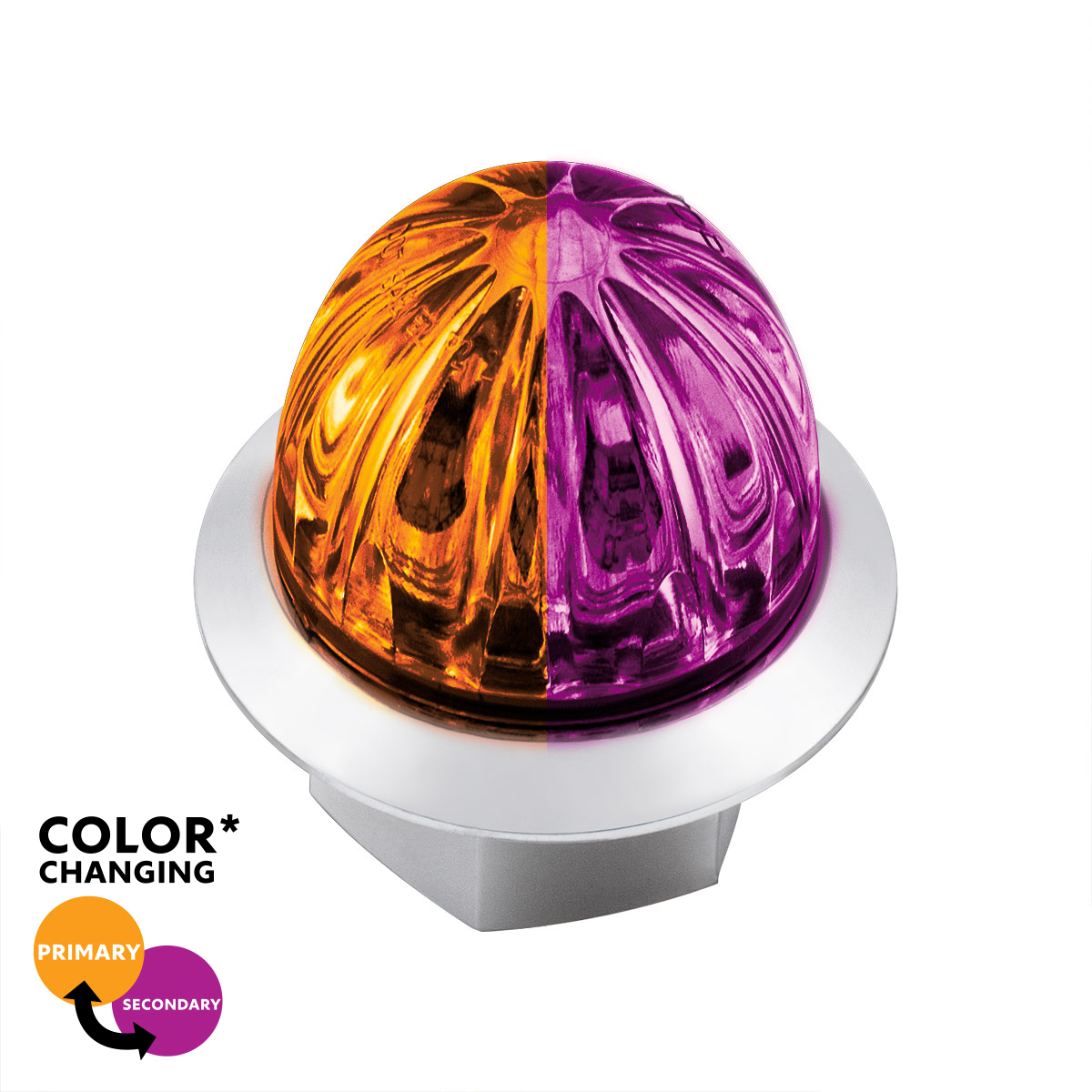 Double Fury 4 LED 1-1/8" Watermelon Clearance/Marker Light- Amber & Purple LED/ Clear Lens Tractolaser