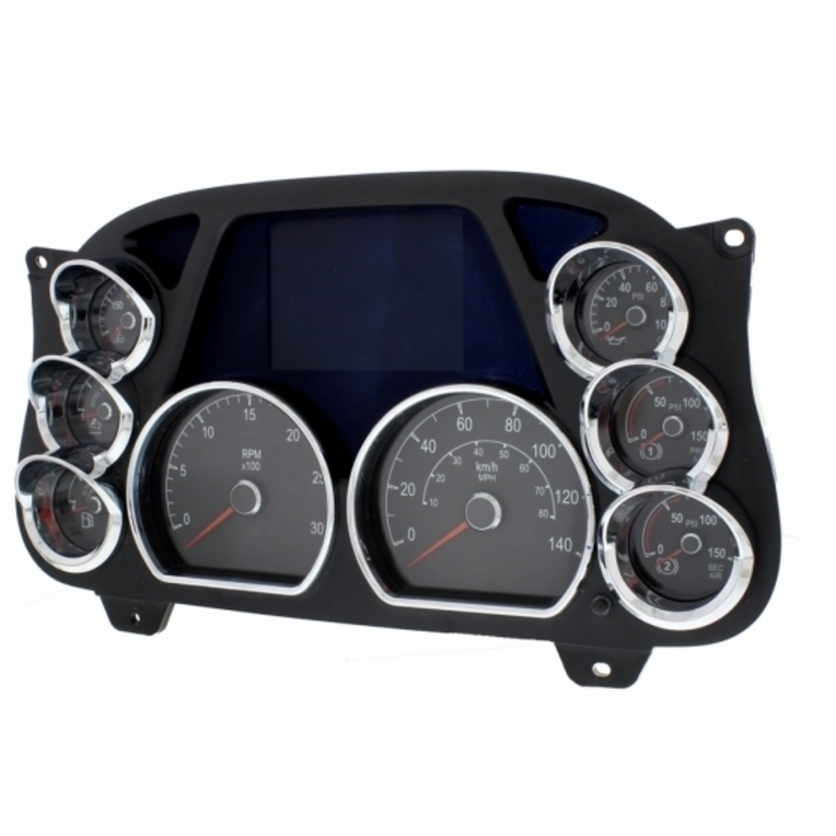 Chrome Plastic Center Dash 3 Gauge Cluster Cover With Visor For 2013-2021 Peterbilt 579-Right 41755 UP Tractolaser