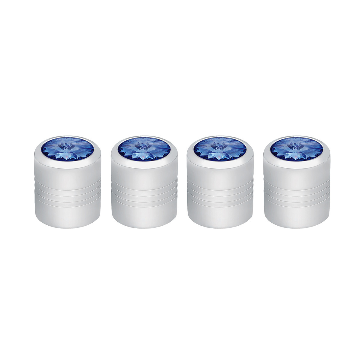 Chrome Round Valve Caps With Blue Crystal (4-Pack) 70055 UP Tractolaser