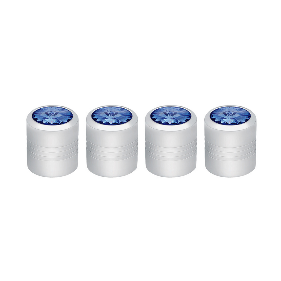 Chrome Round Valve Caps With Blue Crystal (4-Pack) 70055 UP Tractolaser