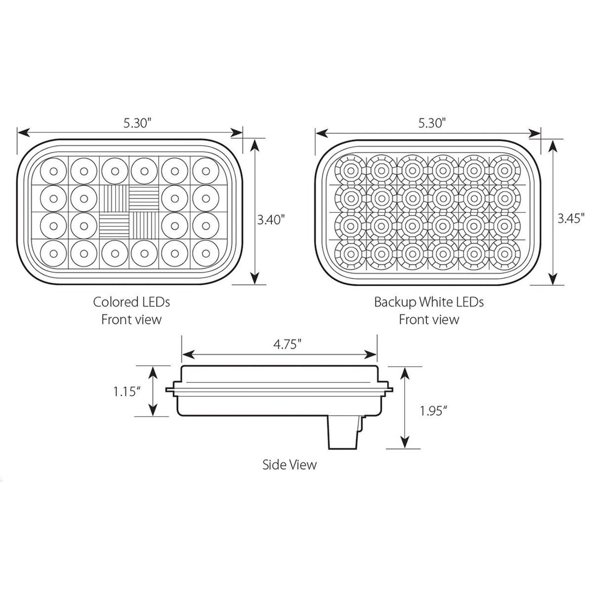 F235288 Pearl Series Rectangular LED Light AMB Tractolaser