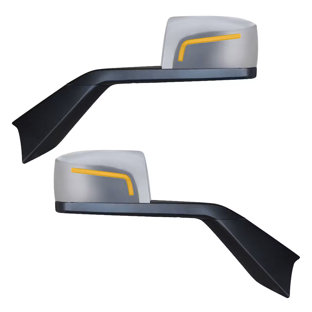 Volvo VNL 2018+ Chrome Hood Mirror With L-Shape LED Turn Signal left/right pair Tractolaser