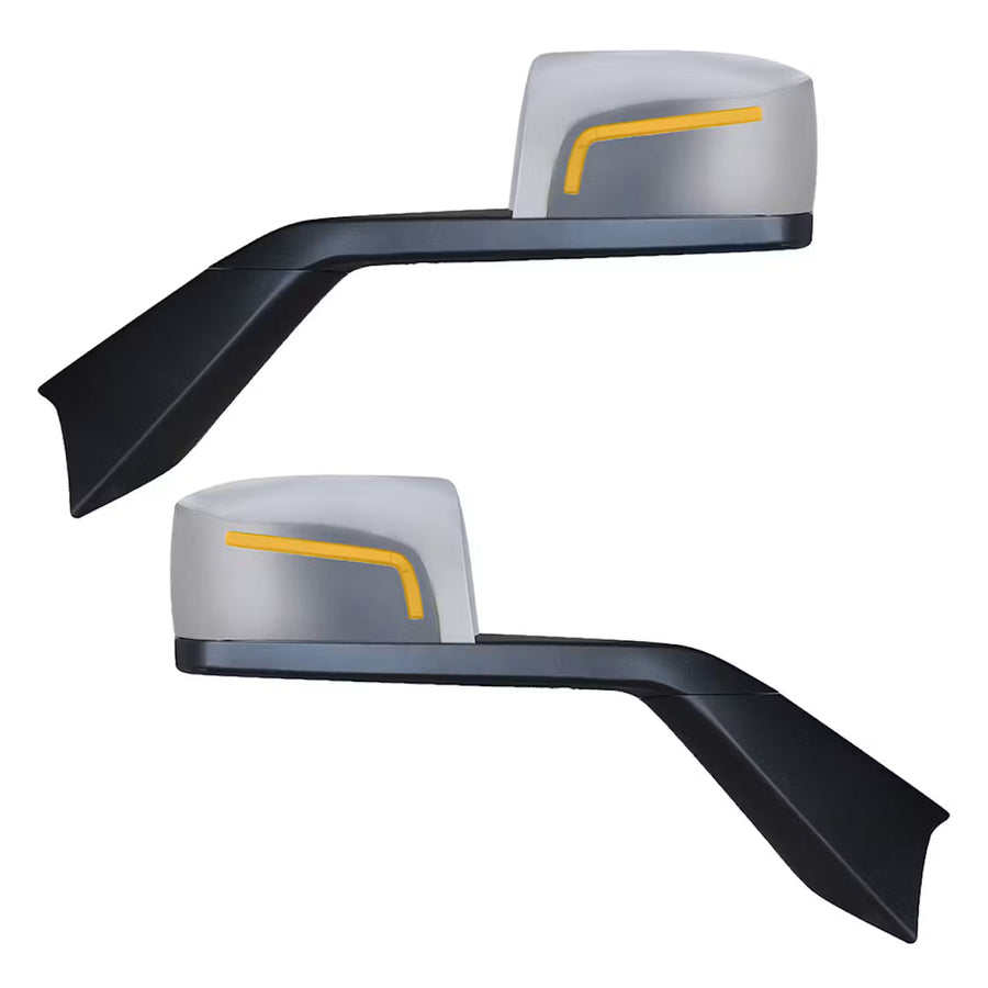 Volvo VNL 2018+ Chrome Hood Mirror With L-Shape LED Turn Signal left/right pair Tractolaser