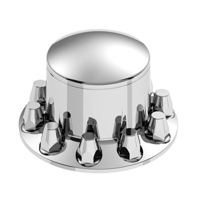 DOME REAR AXLE COVER WITH 33MM STANDARD STYLE PUSH-ON NUT COVERS - CHROME - Tractolaser