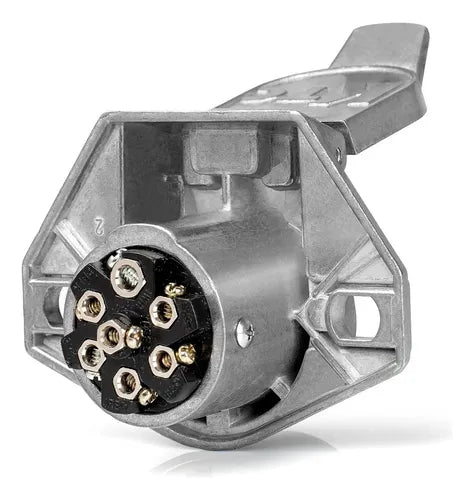 KTC 7-Way Socket with 2 Mounting Holes, Wire Insertion, and Solid Pins Tractolaser