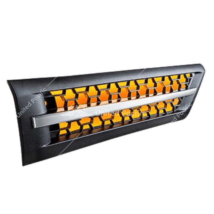 HOOD AIR INTAKE GRILLE WITH AMBER LED FOR 2018-2024 FREIGHTLINER CASCADIA 126 - PASSENGER 42864 Tractolaser