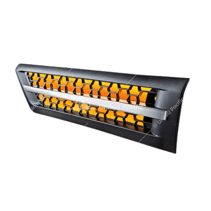 HOOD AIR INTAKE GRILLE WITH AMBER LED FOR 2018-2024 FREIGHTLINER CASCADIA 126 - DRIVER 42863 Tractolaser