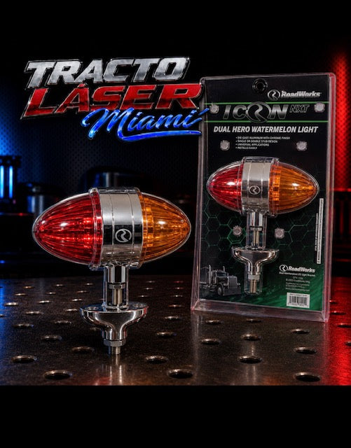 ICON NXT Double Faced Watermelon Fender light with colored light lenses HEROFENDER ROADWORKS Tractolaser