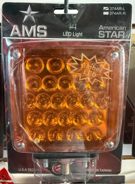 AMS-374AR-L Pearl Series Square Double Face LED Light RED/AMB LEFT Tractolaser
