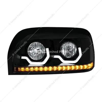BLACKOUT HEADLIGHT WITH LED TURN SIGNAL & LIGHT BAR FOR 1996-2010 FREIGHTLINER CENTURY - DRIVER 31205 Tractolaser