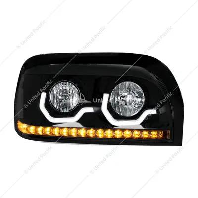 BLACKOUT HEADLIGHT WITH LED TURN SIGNAL & LIGHT BAR FOR 1996-2010 FREIGHTLINER CENTURY - PASSENGER 31206 Tractolaser
