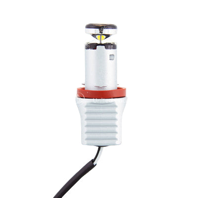 Light bulb with a white base and red accent on a white background