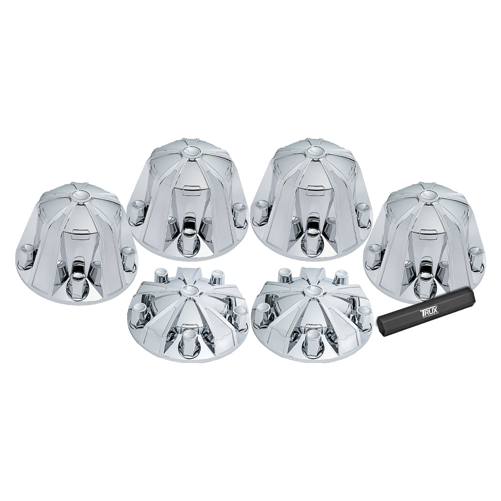 Complete Chrome ABS Plastic Mag Wheel Axle & Nut Cover Kit TRUX THUB-MC1 Tractolaser