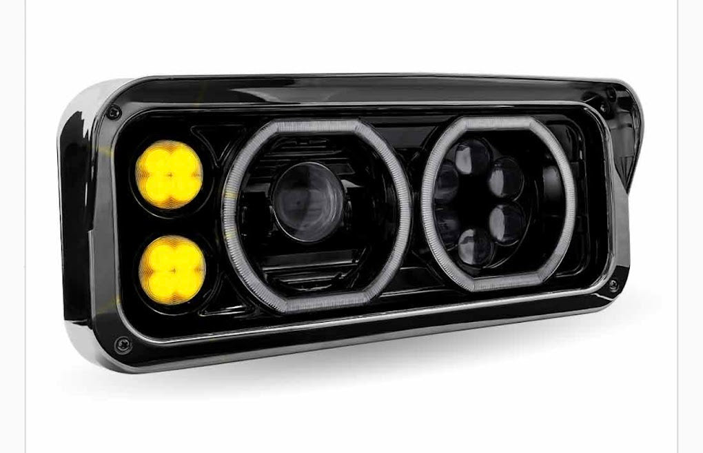 UNIVERSAL LED PROJECTOR HEADLIGHT ASSEMBLY WITH GLOW POSITION HALOS & MARKER LEDS – BLACK (PASSENGER SIDE) TLED-H123 Tractolaser