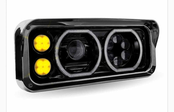 UNIVERSAL LED PROJECTOR HEADLIGHT ASSEMBLY WITH GLOW POSITION HALOS & MARKER LEDS – BLACK (PASSENGER SIDE) TLED-H123 Tractolaser