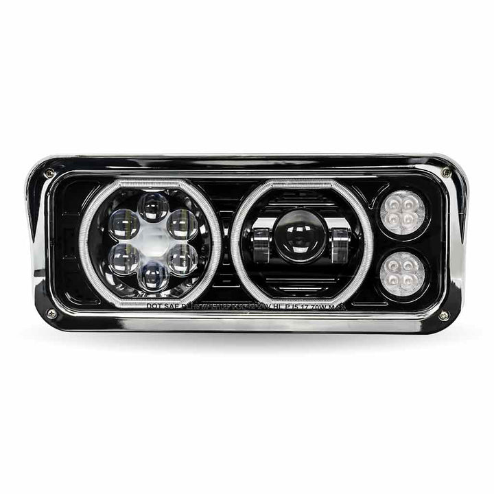 UNIVERSAL LED PROJECTOR HEADLIGHT ASSEMBLY WITH GLOW POSITION HALOS & MARKER LEDS – BLACK (DRIVER SIDE) TLED-H122 Tractolaser