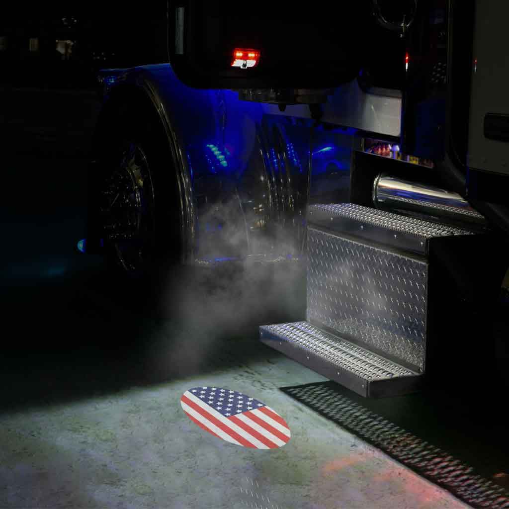 Oval USA Flag Projector LED Door Light for Peterbilt & Kenworth – Driver Side TLED-PL10D Tractolaser