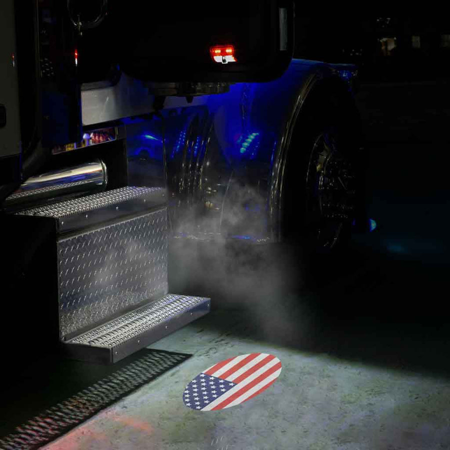 Oval USA Flag Projector LED Door Light for Peterbilt & Kenworth – Driver Side TLED-PL10P Tractolaser