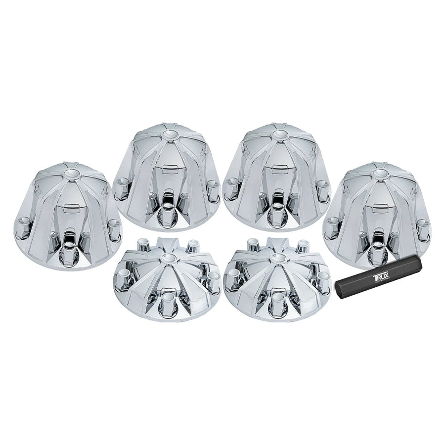 COMPLETE CHROME ABS PLASTIC MAG WHEEL AXLE & NUT COVER KIT THUB-MC1 Tractolaser