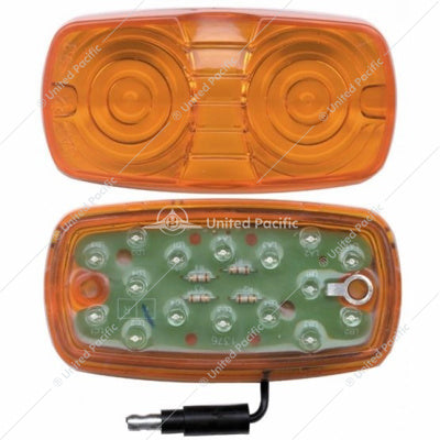 16 LED 4" SET OF 2" RECTANGULAR LIGHT (CLEARANCE/MARKER) WITH SINGLE WIRE - AMBER LED/AMBER LENS 38191 Tractolaser