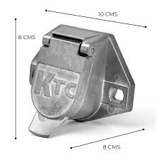 KTC 7-Way Socket with 2 Mounting Holes, Wire Insertion, and Solid Pins Tractolaser