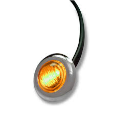 3/4" ROUND MARKER LIGHT 1 LED AMBER CLEAR LENS W/ CHROME  AMS-135A Tractolaser