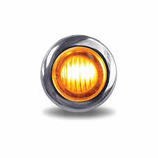3/4" ROUND MARKER LIGHT 1 LED AMBER CLEAR LENS W/ CHROME  AMS-135A Tractolaser