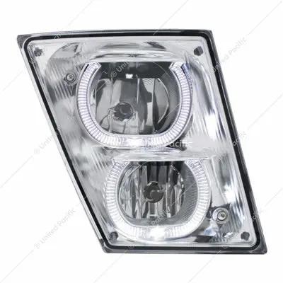 CHROME FOG/DRIVING LIGHT W/WHITE LED LIGHT BAR FOR 2003-2017 VOLVO VN/VNL - PASSENGER 32649 Tractolaser